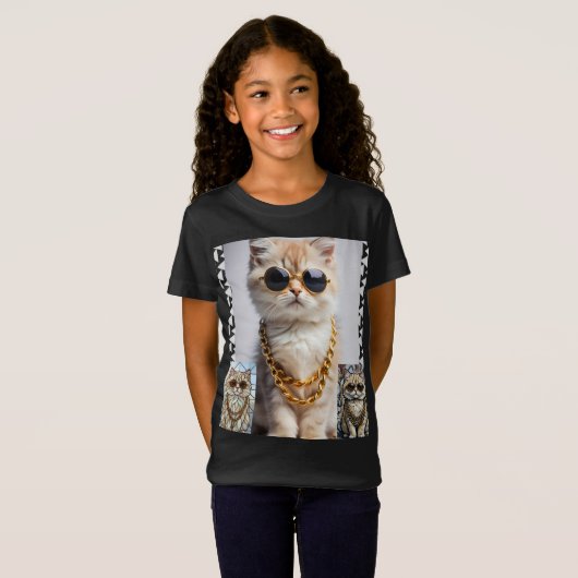 Dapper Animal | Kitty In Sunglasse  – Personalized Tシャツ (正面フル)