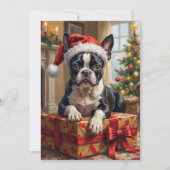 Dapper Boston Terrier Dog Christmas Gift シーズンカード (正面)