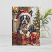 Dapper Boston Terrier Dog Christmas Gift シーズンカード (スタンド正面)