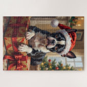Dapper Boston Terrier Dog Christmas Gift ジグソーパズル (横)
