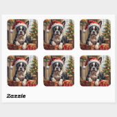Dapper Boston Terrier Dog Christmas Gift スクエアシール (シート)