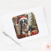 Dapper Boston Terrier Dog Christmas Gift スクエアシール (封筒)