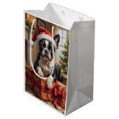 Dapper Boston Terrier Dog Christmas Gift ミディアムペーパーバッグ (裏面アングル)