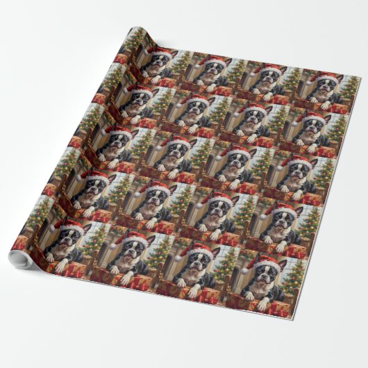 Dapper Boston Terrier Dog Christmas Gift ラッピングペーパー (アンロールド)