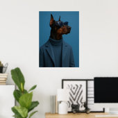 Dapper Doberman in Blue Turtleneck and Sunglasses ポスター (ホームオフィス)