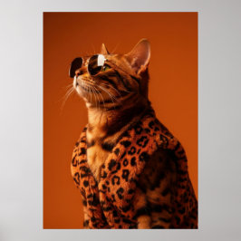 Dapper Feline Portrait - Cool Cat in Sunglasses ポスター