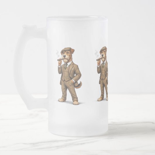 Dapper Gentleman Dog Glass フロストグラスビールジョッキ (左)