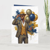 Dapper Gentleman Mustard and Navy Birthday カード (裏面)
