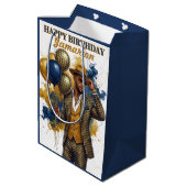 Dapper Gentleman Mustard and Navy Birthday ミディアムペーパーバッグ (裏面アングル)