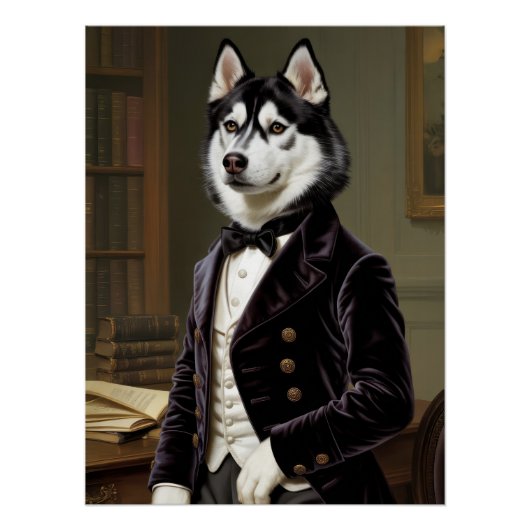 Dapper Husky Gentleman with Bow Tie | Office ポスター (正面)