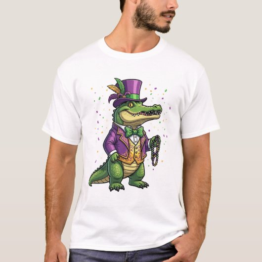Dapper Mardi Gras Alligator Masquerade Suit & Tie  Tシャツ (正面)