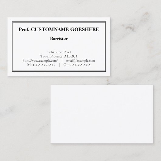 Dapper、Plain、およびBasicプロフェッショナル名刺 名刺 (正面/裏面)