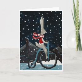 Dapper rabbit on a bicycle card カード