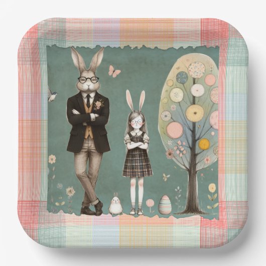 Dapper Rabbit Paper Plates ペーパープレート (正面)