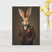 Dapper Rabbit Portrait Card カード (黄色い花)