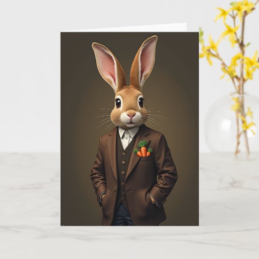 Dapper Rabbit Portrait Card カード (黄色い花)