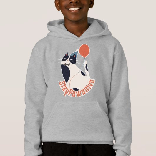 Dapper Tuxedo Cat with Balloon Kids Hoodie (正面)