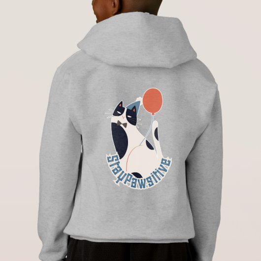 Dapper Tuxedo Cat with Balloon Kids Hoodie (裏面)