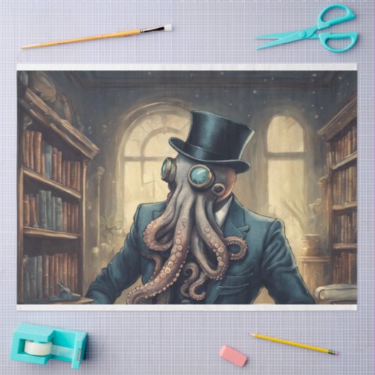 Dapper Underwater Octopus Office Editionデコページ 薄葉紙 (クラフト)