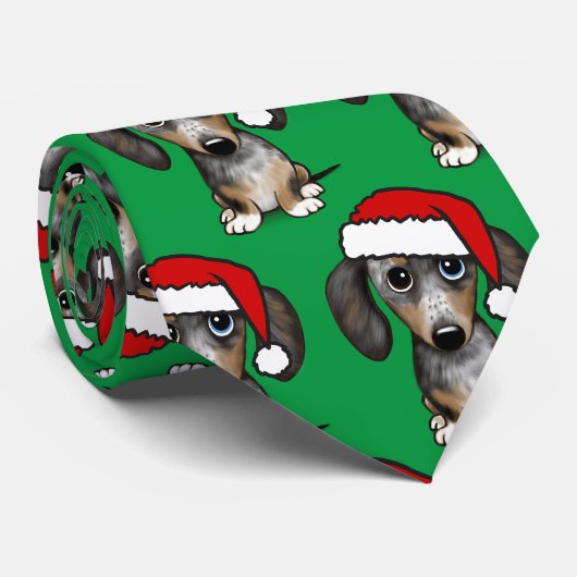 Dapple Dachshundサンタウィナードッグクリスマス ネクタイ (ロール)