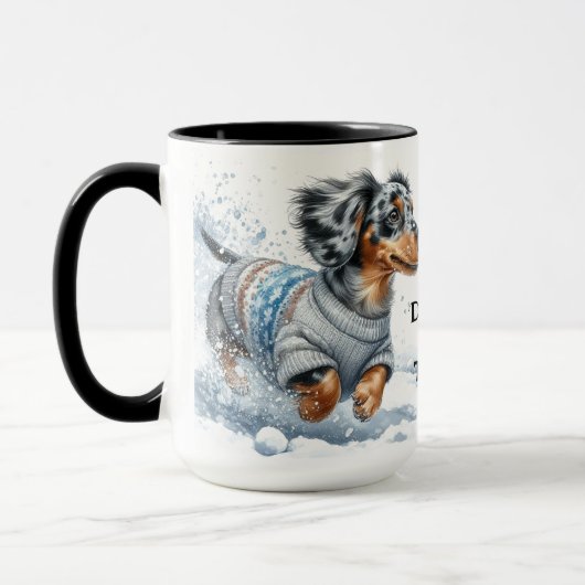Dapple Dachshund Christmas Coffee Mug Cup マグカップ (左)