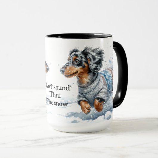 Dapple Dachshund Christmas Coffee Mug Cup マグカップ (正面右)