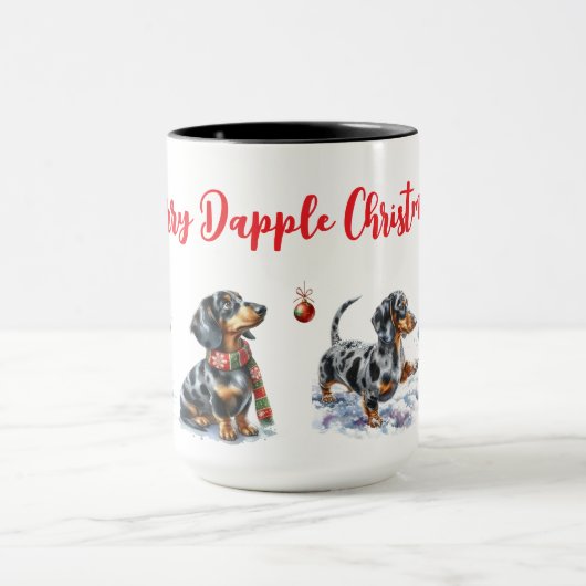 Dapple Dachshund Christmas Mug Cup マグカップ (中央)