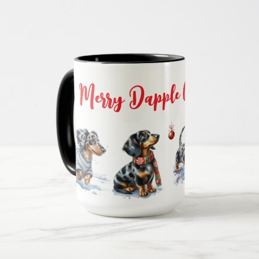 Dapple Dachshund Christmas Mug Cup マグカップ (正面左)