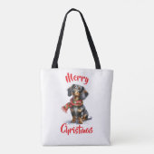 Dapple Dachshund Merry Christmas Tote トートバッグ (裏面)