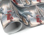 Dapple Gray Horseのクリスマスガール ラッピングペーパー (ロールコーナー)