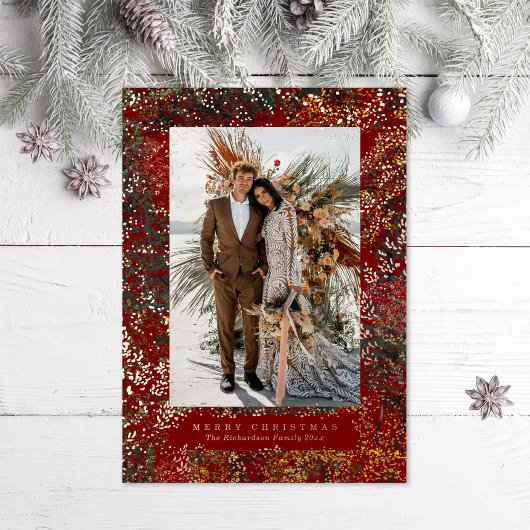 Dappled Forest Painted Changing Leaves Red Photo 箔シーズンカード