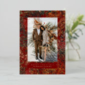 Dappled Forest Painted Changing Leaves Red Photo 箔シーズンカード (立ち正面)