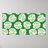 DAR上の白いモンステ葉ラのシームレスなパターン ポスター (正面)