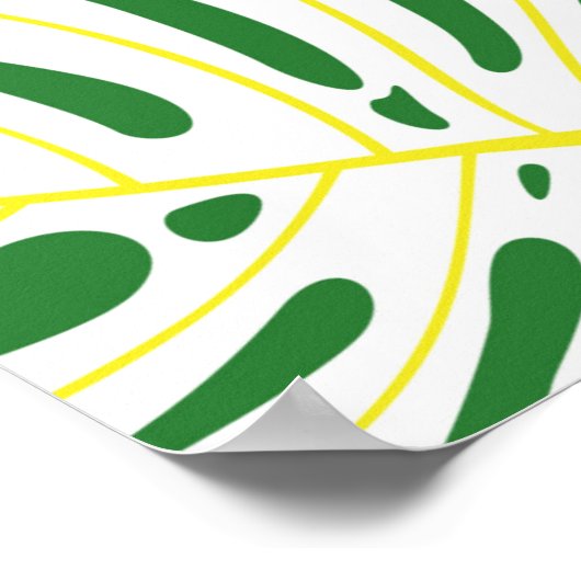 DAR上の白いモンステ葉ラのシームレスなパターン ポスター (角)