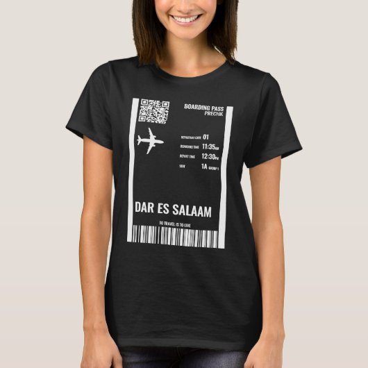 Dar es Salaam Tanzania Boarding Pass Airline Ticke Tシャツ (正面)