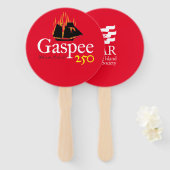 DAR Gaspee250ハンドファン素朴 – 赤のロゴ ハンドファン (正面&裏面)