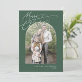 DARCYグリーンアーチファミリークラシックフォトクリスマス シーズンカード (スタンド正面)