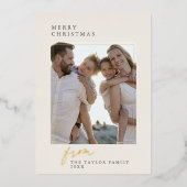 DARCYゴールドフォイルヴィンテージファミリーフォトクリスマス 箔シーズンカード (正面)