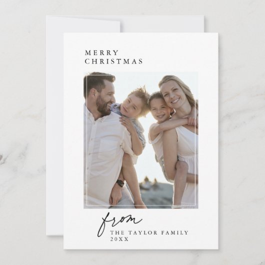 DARCYブラックヴィンテージユニークファミリーフォトクリスマス シーズンカード (正面)