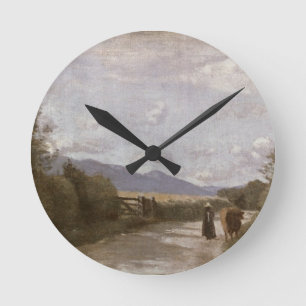 Dardagny、朝、c.1853 (キャンバスの油) ラウンド壁時計