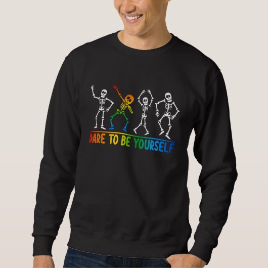 Dare To Be Yourself Cute Dabbing LGBTQ Pride スウェットシャツ (正面)