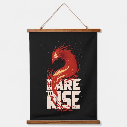 Dare to Rise – Phoenix-Inspired Motivational 吊り下げ型タペストリー (正面)