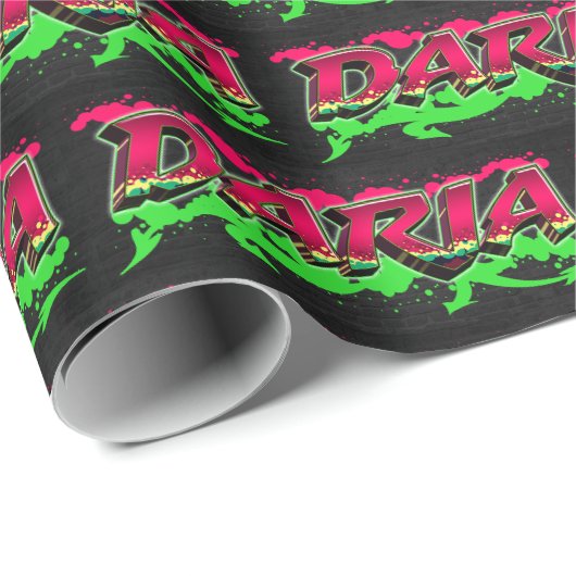 Daria Vorname Name Graffiti red green ラッピングペーパー (ロールコーナー)