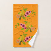 DarKオレンジ – バード&イエローローズ バスタオルセット (ハンドタオル)