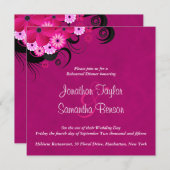 Dark明るい赤紫色5.25インチ結婚のリハーサル招待状 招待状 (正面/裏面)