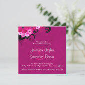Dark明るい赤紫色5.25インチ結婚のリハーサル招待状 招待状 (スタンド正面)