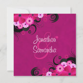 Dark明るい赤紫色5.25インチ結婚のリハーサル招待状 招待状 (裏面)