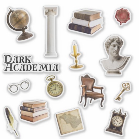 Dark Academiaステッカーセット | Journalスタンプ シール (正面)