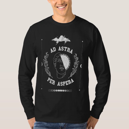 Dark Academia Ad Astra Per Aspera Tarot Sun Moon a Tシャツ (正面)