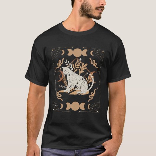 Dark Academia Aesthetic Celestial Boho Tarot Leopa Tシャツ (正面)